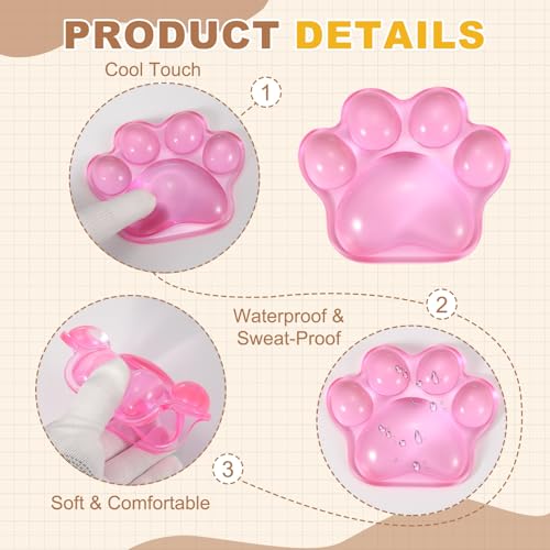 PATIKIL Gel Handgelenkstütze Handgelenkstütze Für Maus Hundepfotenform Ergonomische Mausunterlage Weiche Silikonstütze Bequemes Kissen Für Computer Gaming Büro Zuhause Pink Bild 4