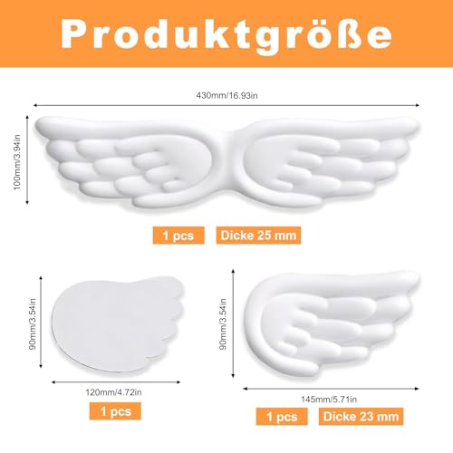 Engelsflügel 3-teilige Handgelenkauflage Set für Tastatur und Maus, Ergonomische Handgelenkstütze aus Weichem Memory-Schaum mit Anti-Rutsch Untersetzern für Computer, Laptop, Home-Office und Gaming Bild 2
