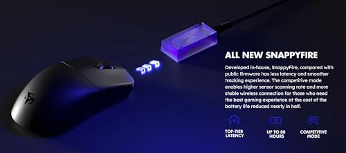 Ninjutso Sora V2 8K Kabellose Gaming-Maus, leicht, 39 g, AIMNINJA-Sensor, 26.000 DPI, SnappyFire 8K-Empfänger inklusive, Polycarbonat, Schwarz Bild 6
