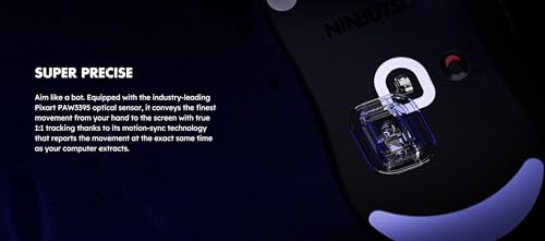 Ninjutso Sora V2 8K Kabellose Gaming-Maus, leicht, 39 g, AIMNINJA-Sensor, 26.000 DPI, SnappyFire 8K-Empfänger inklusive, Polycarbonat, Schwarz Bild 7