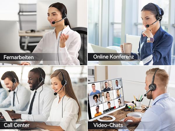 Wantek USB Headset mit Mikrofon für Laptop,PC kabelgebundene Kopfhörer mit USB-C Klinkenadapter,Lautstärkeregler & Geräuschunterdrückung für Call Center,Büro,VoIP & Skype Bild 7