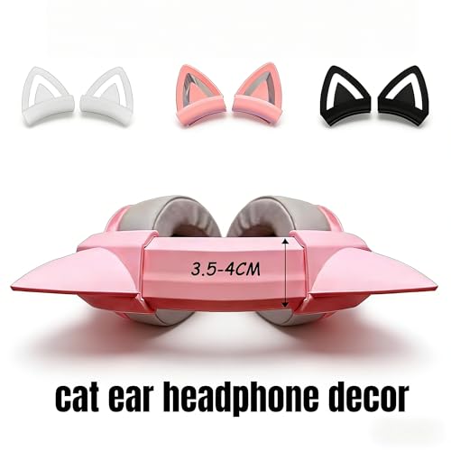 Katzenohren für Headset, Universal Headset Ohren Aufsatz, Süße Kitty Ohren Dekoration mit Verstellbarem Silikonband, Kopfhörer Katzenohren für 2,8–3,5 cm Umfang (schwarz, Katzenohren) Bild 6