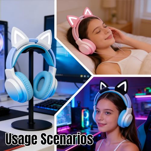 Katzenohren für Headset, Universal Headset Ohren Aufsatz, Süße Kitty Ohren Dekoration mit Verstellbarem Silikonband, Kopfhörer Katzenohren für 2,8–3,5 cm Umfang (schwarz, Katzenohren) Bild 7