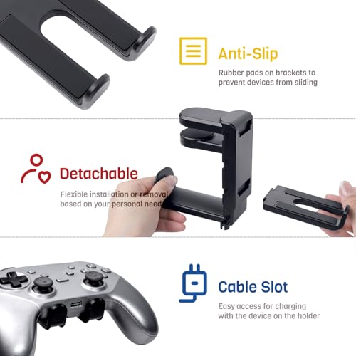 Headset und Controller Halterung Schreibtisch, Headset Halterung Tisch 360° Drehbar, Kopfhörer Halterung Verstellbare, Kopfhörerständer Untertisch, Universal Headphone Stand, Gaming Zubehör Bild 3
