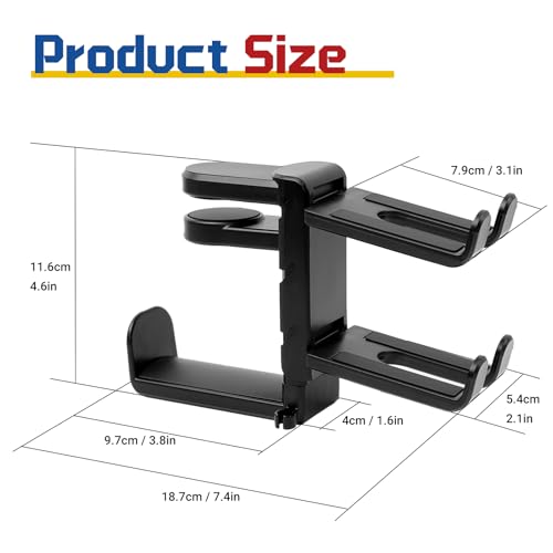 Headset und Controller Halterung Schreibtisch, Headset Halterung Tisch 360° Drehbar, Kopfhörer Halterung Verstellbare, Kopfhörerständer Untertisch, Universal Headphone Stand, Gaming Zubehör Bild 7