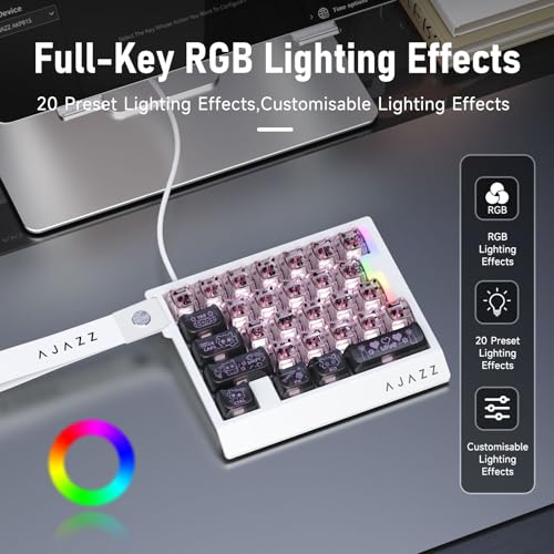AJAZZ AK029 Wired One-Handed Mechanical Keyboard, 29 Keys Hot-Swappable Mini Gaming Keyboard with Clear Cat Pattern Keycaps, RGB Lighting, Anti-Ghosting, Five-Layer Sound Insulation Pad, Black Pink Bild 6
