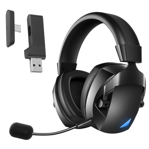 Fabater Kabelloses Gaming-Headset, 2,4 GHz Bluetooth 5.4 Gaming-Kopfhörer mit 360° Verstellbarem Mikrofon mit Geräuschunterdrückung, 7.1 Surround Sound und RGB, 50 Stunden Akkus (Black) Bild 1