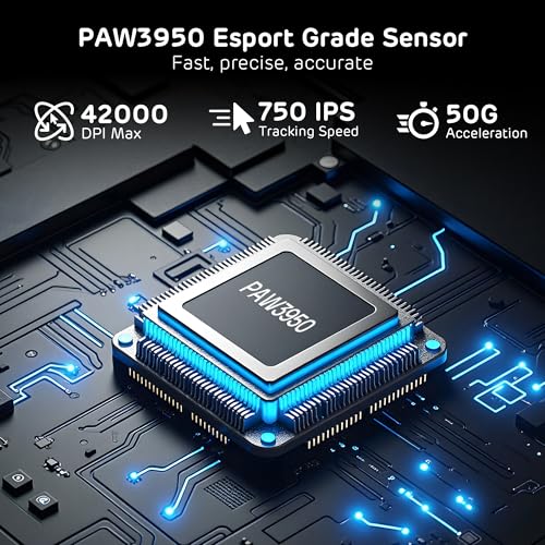 RK ROYAL KLUDGE MG5 8K kabellose Gaming Maus, 42K DPI PAW3950 Sensor, 56g leichte ergonomische, doppelte Abtastrate von 8KHz, Tri-Mode 2,4G/BT/USB-C, 100M Klicks Schalter, Weblaufwerk für Win/Mac Bild 2