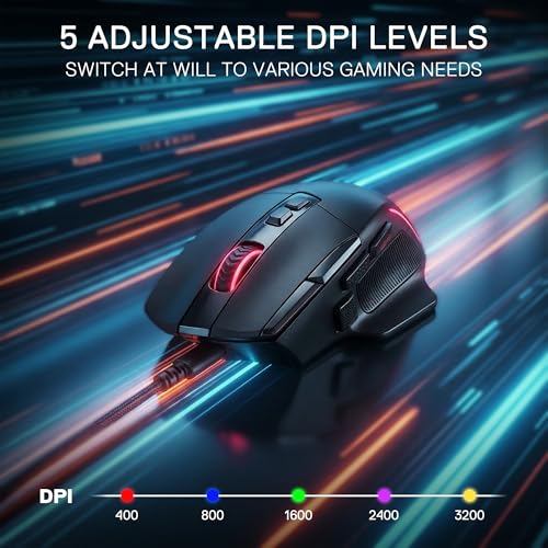 Redragon M925 Kabelgebundene Gaming-Maus, 24.000 DPI Optische Maus 10 programmierbaren Tasten, ergonomische natürliche Handauflage, Software unterstützt individuelle Tastenbelegung & DPI-Einstellung Bild 2