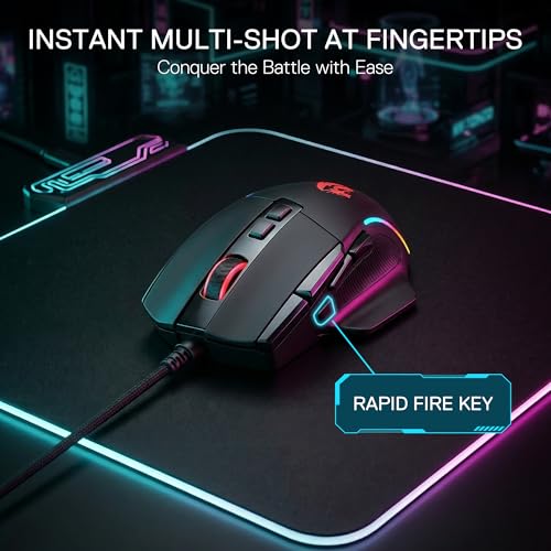 Redragon M925 Kabelgebundene Gaming-Maus, 24.000 DPI Optische Maus 10 programmierbaren Tasten, ergonomische natürliche Handauflage, Software unterstützt individuelle Tastenbelegung & DPI-Einstellung Bild 3