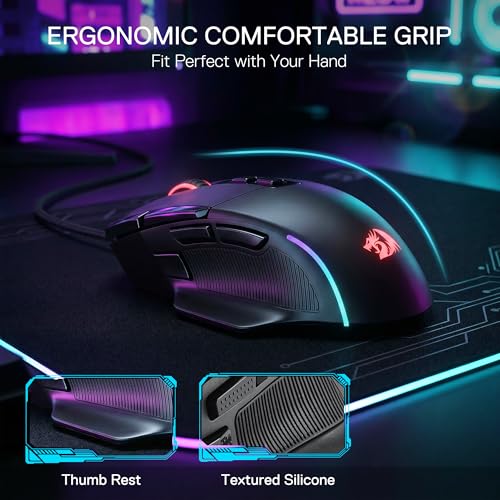 Redragon M925 Kabelgebundene Gaming-Maus, 24.000 DPI Optische Maus 10 programmierbaren Tasten, ergonomische natürliche Handauflage, Software unterstützt individuelle Tastenbelegung & DPI-Einstellung Bild 4