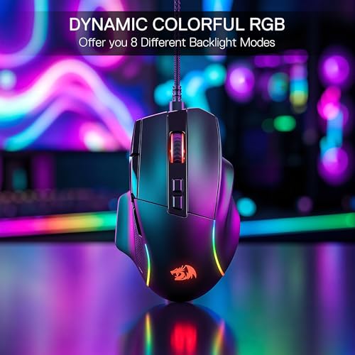 Redragon M925 Kabelgebundene Gaming-Maus, 24.000 DPI Optische Maus 10 programmierbaren Tasten, ergonomische natürliche Handauflage, Software unterstützt individuelle Tastenbelegung & DPI-Einstellung Bild 5