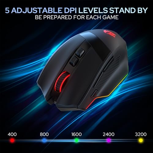 Redragon M923 Kabelgebundene RGB Gaming Maus, Optische Ergonomische Maus mit Max. 24.000 DPI, Hochpräziser Sensor SG8960, 8 Makrotasten, Softwareunterstützt Bild 3