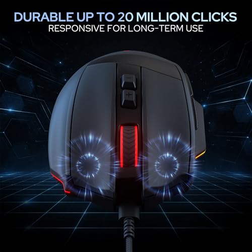 Redragon M923 Kabelgebundene RGB Gaming Maus, Optische Ergonomische Maus mit Max. 24.000 DPI, Hochpräziser Sensor SG8960, 8 Makrotasten, Softwareunterstützt Bild 5