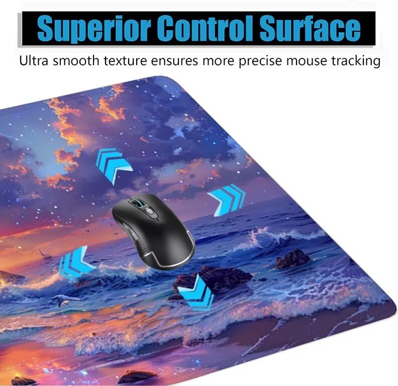 Schreibtischunterlage Blau Mauspad XXL 150x80cm Mousepad Sonnenuntergang Gaming Mauspad mit Nicht rutschender Unterlage, Vernähte Kanten WassXerdicht Anti-Rutsch Maus Pad für MacBook, Office F0-512 Bild 5