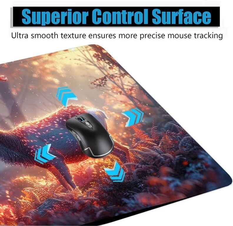Schreibtischunterlage Weihnachten Mauspad XXL 150x80cm Mousepad REH Gaming Mauspad mit Nicht rutschender Unterlage, Vernähte Kanten WassXerdicht Anti-Rutsch Maus Pad für PC, MacBook, Laptop F0-503 Bild 5