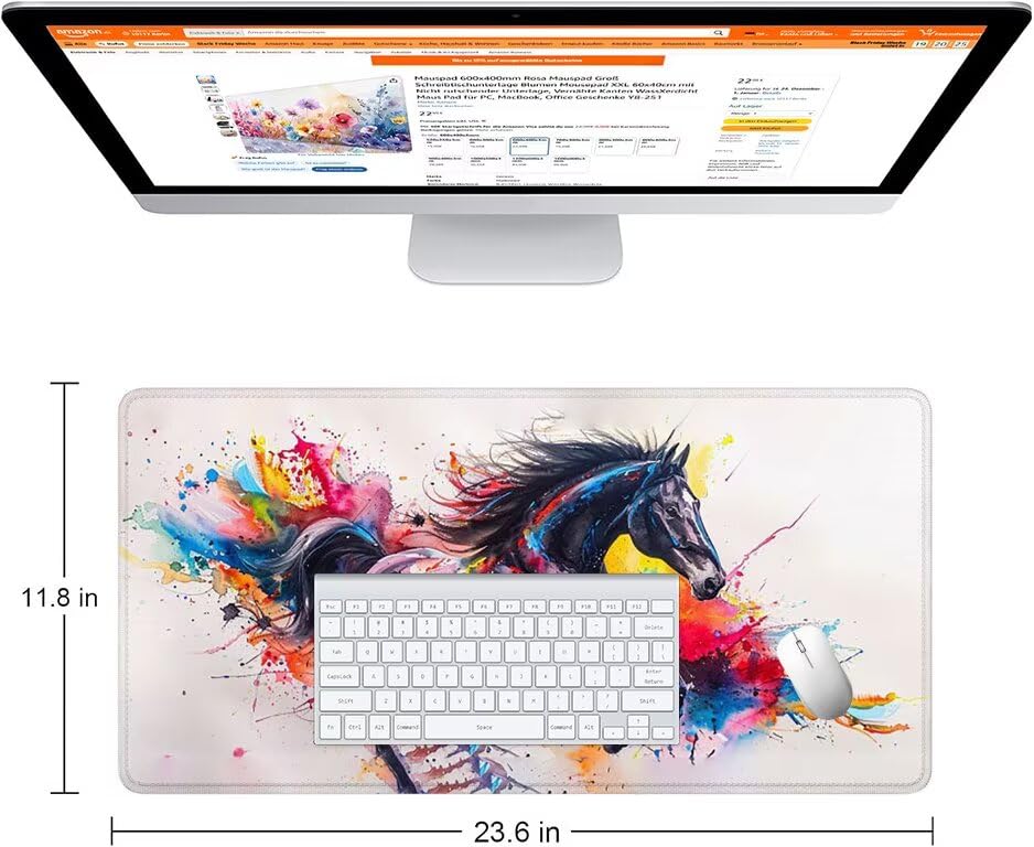 Schreibtischunterlage Anime Mauspad XXL 150x80cm Mousepad Pferd Gaming Mauspad mit Nicht rutschender Unterlage, Vernähte Kanten WassXerdicht Anti-Rutsch Maus Pad für Laptop, Office Geschenke F0-521 Bild 2