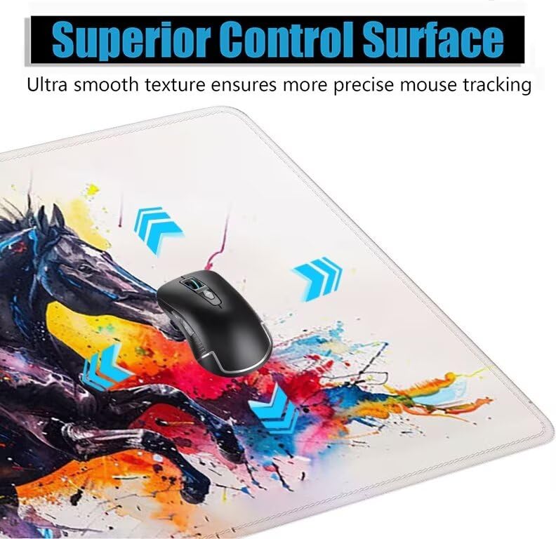 Schreibtischunterlage Anime Mauspad XXL 150x80cm Mousepad Pferd Gaming Mauspad mit Nicht rutschender Unterlage, Vernähte Kanten WassXerdicht Anti-Rutsch Maus Pad für Laptop, Office Geschenke F0-521 Bild 5