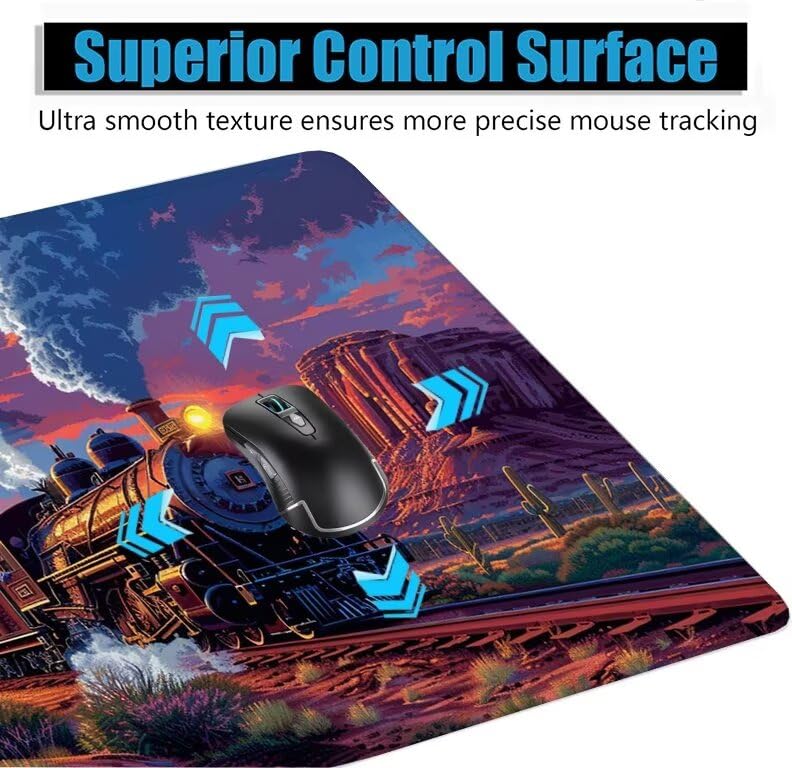 Schreibtischunterlage Landschaft Mauspad XXL 150x80cm Mousepad Zug Gaming Mauspad mit Nicht rutschender Unterlage, Vernähte Kanten WassXerdicht Anti-Rutsch Maus Pad für PC, Office Geschenke F0-497 Bild 5