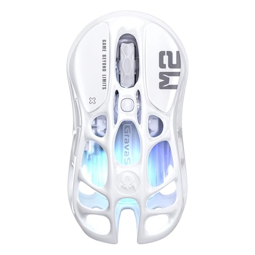 GravaStar Mercury M2 Gaming Maus Kabellos mit 26.000 DPI, PAW3395 DM Sensor, 79 g Ultraleicht, 5 RGB-Modi, 5 programmierbare Tasten, Tri-Mode (2,4 GHz/Bluetooth/Kabel), für PC/Mac-Weiß Bild 1
