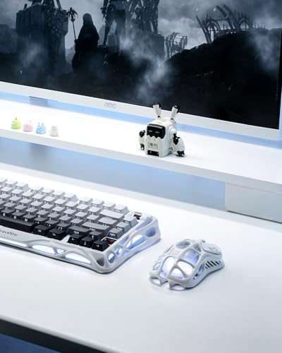 GravaStar Mercury M2 Gaming Maus Kabellos mit 26.000 DPI, PAW3395 DM Sensor, 79 g Ultraleicht, 5 RGB-Modi, 5 programmierbare Tasten, Tri-Mode (2,4 GHz/Bluetooth/Kabel), für PC/Mac-Weiß Bild 2