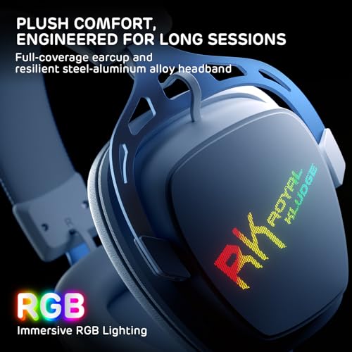 RK ROYAL KLUDGE HG103 Kabelloses Gaming-Headset für PS5, PS4, PC, Switch, Xbox, BT5.3/2.4G/3,5mm kabelgebundene RGB-OverEar-Kopfhörer Mikrofon, 50mm-Treibern, RobusterRahmen, 7.1Surround Sound für FPS Bild 6