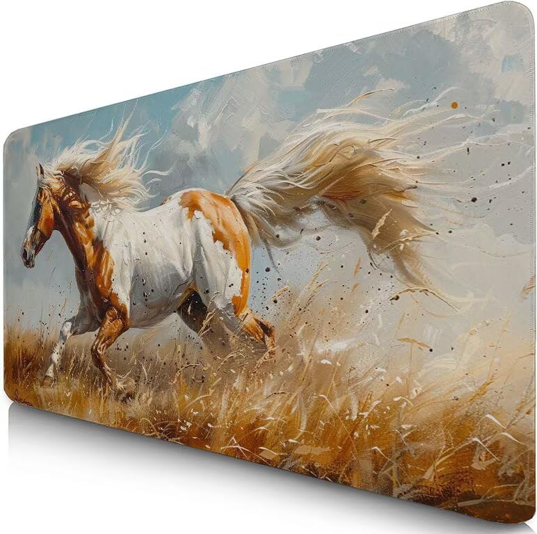 Schreibtischunterlage Modern Mauspad XXL 150x80cm Mousepad Pferd Gaming Mauspad mit Nicht rutschender Unterlage, Vernähte Kanten WassXerdicht Anti-Rutsch Maus Pad für Laptop, Office Geschenke F0-506 Bild 1