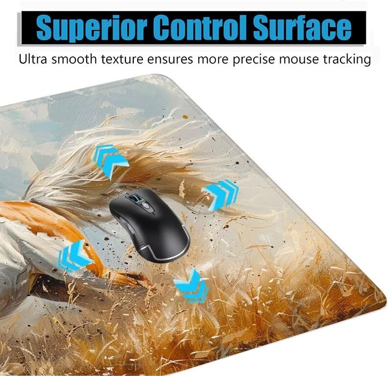 Schreibtischunterlage Modern Mauspad XXL 150x80cm Mousepad Pferd Gaming Mauspad mit Nicht rutschender Unterlage, Vernähte Kanten WassXerdicht Anti-Rutsch Maus Pad für Laptop, Office Geschenke F0-506 Bild 5