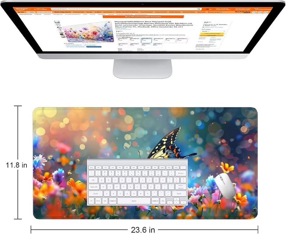 Schreibtischunterlage Fantasie Mauspad XXL 150x80cm Mousepad Schmetterling Gaming Mauspad mit Nicht rutschender Unterlage, Vernähte Kanten WassXerdicht Anti-Rutsch Maus Pad für MacBook, Office F0-518 Bild 2