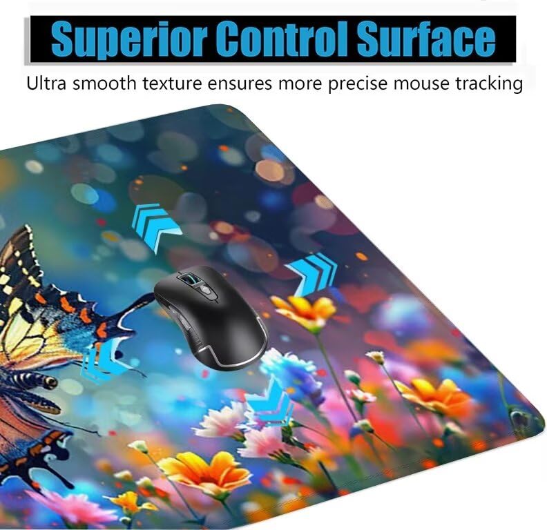 Schreibtischunterlage Fantasie Mauspad XXL 150x80cm Mousepad Schmetterling Gaming Mauspad mit Nicht rutschender Unterlage, Vernähte Kanten WassXerdicht Anti-Rutsch Maus Pad für MacBook, Office F0-518 Bild 5