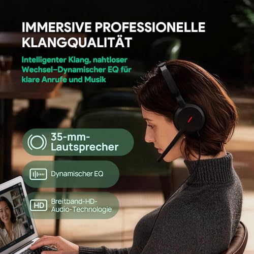 Yealink UH44 Headset mit Mikrofon Mono Teams Headset mit Kabel USB-C/A Kabelgebundenes Kopfhörer mit Geräuschunterdrückung für PC Callcenter Büro Office mit Busylight Bild 5