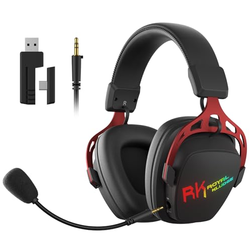RK ROYAL KLUDGE HG103 Kabelloses Gaming-Headset für PS5, PS4, PC, Switch, Xbox, BT5.3/2.4G/3,5mm kabelgebundene RGB-OverEar-Kopfhörer Mikrofon, 50mm-Treibern, RobusterRahmen, 7.1Surround Sound für FPS Bild 1