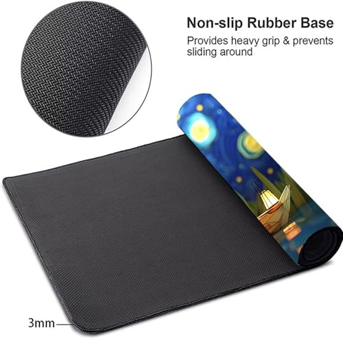 Mauspad XXL 140 x 60cm Gaming Mousepad mit Vernähte Kanten - rutschfest Mouse Pad - für PC mit Glatter Oberfläche Mauspad, Mousepad Blau Landschaft, Maus Pad für alle Maustypen PjY7302 5-4 Bild 4