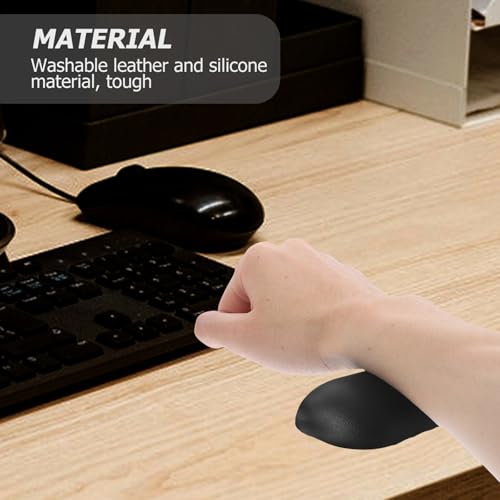 Cabilock Maus Handgelenkauflage Ergonomisch aus Silikon und Leder Schwarz Rutschfestes Mauspad mit Handgelenkstütze für Büro und Gaming Bild 4