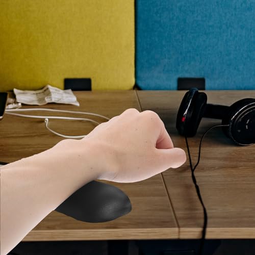 Cabilock Maus Handgelenkauflage Ergonomisch aus Silikon und Leder Schwarz Rutschfestes Mauspad mit Handgelenkstütze für Büro und Gaming Bild 5