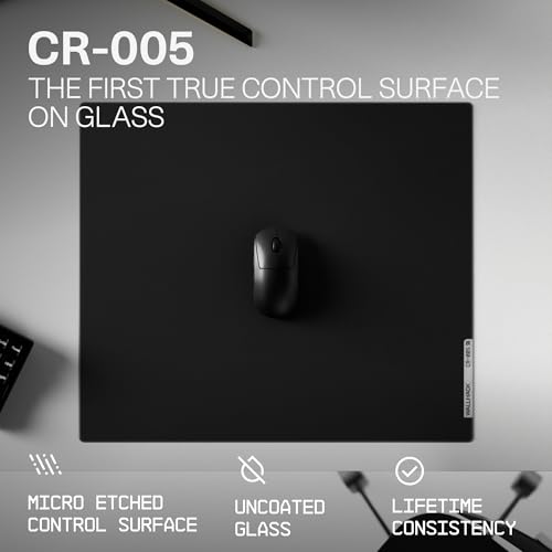 Wallhack CR-005 Glas-Mauspad 44×51cm, Gaming Mauspad mit Kontroll Oberfläche, Ultra-glattes Glaspad Silikonbasis, 2.5mm dünnes, gehärtetes Glas für PC-Schreibtisch-Setup mit Transporttasche | Schwarz Bild 2