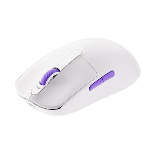 Akko Dash Ultra kabellose Gaming-Maus, 41 g ultraleichte Maus,PAW3950-Gaming-Sensor, BT/2,4-GHz-kabellose/kabelgebundene Gaming-Maus, 8 einstellbare DPI bis zu 30.000, PC-Mäuse für Windows/Mac, Weiß Bild 1
