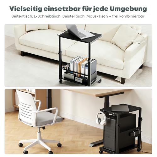 Computer Tower Ständer mit Rollen - Höhenverstellbar von 52 cm bis 77 cm, 2 stöckiger PC Ständer mit Rollen und Maus Pad, Max. Belastung pro Ebene 40 kg für Gaming, Büro, Zuhause, Schwarz Bild 6