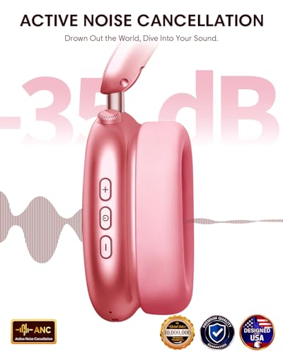 Wentronic Y02 Aktive Noise Cancelling Kopfhörer,60 Std.5 EQ-Musikmodi,Hi-Res-Audio,Tiefe Bässe,faltbares kabelloses Over-Ear-Bluetooth 5.4-Headset,atmungsaktive Leder-Ohrpolster (Rot) Bild 4