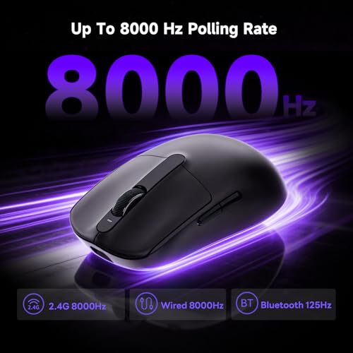 Akko Dash Max kabellose Gaming-Maus, 40g ultraleichte, PAW3395-Gaming-Sensor, kabellose (Bluetooth/2,4 GHz) und kabelgebundene Gaming-Maus, 8 einstellbare DPI-Stufen bis zu 26.000, PC-Mäuse, schwarz Bild 7