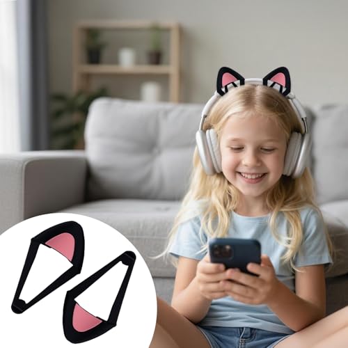 Katzenohren für Kopfhörer – Schwarz-Pinkes Deko-Set für Gaming-Headsets (2,8–3,8 cm) – Passend für HyperX Cloud/Cloud II/Cloud Flight/Logitech G – Streamer & Cosplay Zubehör Bild 6