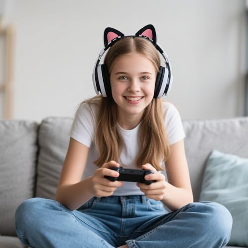 Katzenohren für Kopfhörer – Schwarz-Pinkes Deko-Set für Gaming-Headsets (2,8–3,8 cm) – Passend für HyperX Cloud/Cloud II/Cloud Flight/Logitech G – Streamer & Cosplay Zubehör Bild 7