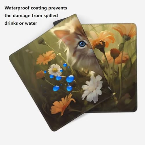 Mauspad XXL 1000x500mm, Katze Mousepad XXL Mauspad Gaming Blume Mouse Pad mit Genähten Kanten, Rutschfest und Wasserabweisend Schreibtisch Unterlage Groß Desk Mat für Tastatur und Maus -MP1024 Bild 4