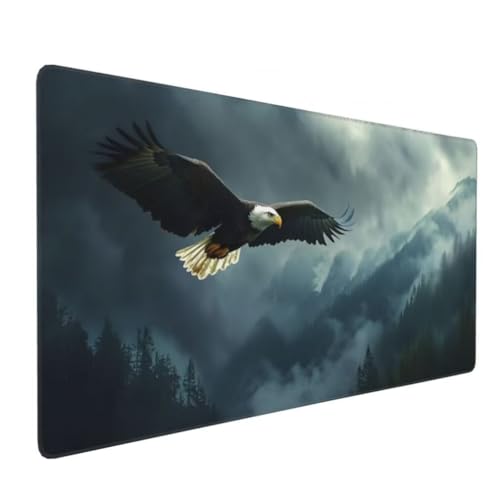 Mauspad XXL 1200x600mm, Adler Mousepad XXL Mauspad Gaming Nebelverhangener Wald Mouse Pad mit Genähten Kanten, Rutschfest Schreibtisch Unterlage Groß Desk Mat für Tastatur und Maus PC Zubehör -MP970 Bild 1