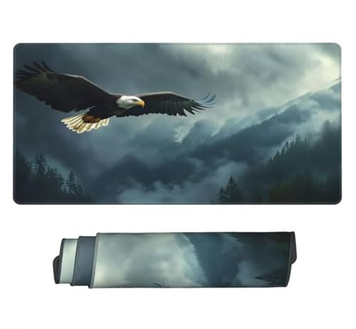 Mauspad XXL 1200x600mm, Adler Mousepad XXL Mauspad Gaming Nebelverhangener Wald Mouse Pad mit Genähten Kanten, Rutschfest Schreibtisch Unterlage Groß Desk Mat für Tastatur und Maus PC Zubehör -MP970 Bild 2