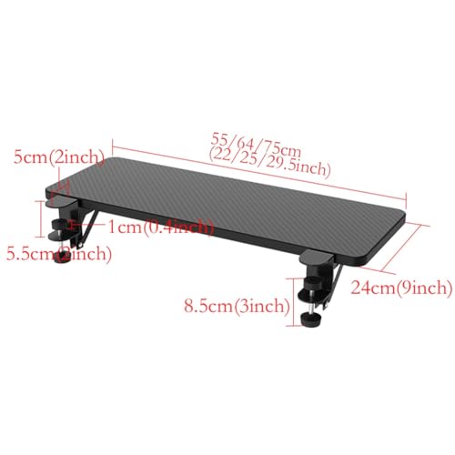Gaming-Tastaturablage unter dem Schreibtisch, verstellbare ausziehbare Tastatur- und Maus-Plattform mit Klemme, faltbare Armlehne, Ellenbogenstütze, 75 x 24 cm Bild 2