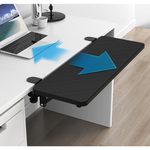 Gaming-Tastaturablage unter dem Schreibtisch, verstellbare ausziehbare Tastatur- und Maus-Plattform mit Klemme, faltbare Armlehne, Ellenbogenstütze, 75 x 24 cm Bild 7