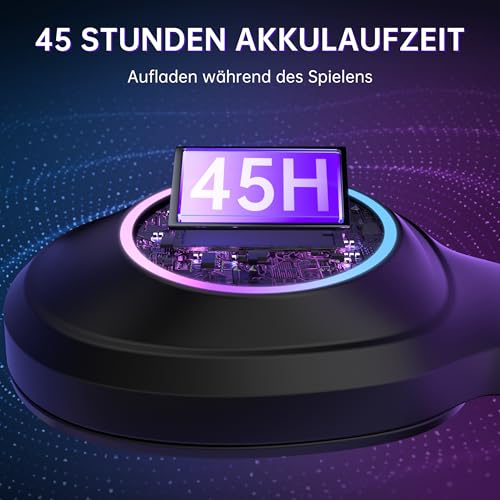 AOC Gaming Headset kabellos für PC, PS5, PS4, Switch, 2,4 GHz Wireless Headset mit Bluetooth 5.4 & Kabel, 7.1 Surround Sound, Noise Cancelling Mikrofon, 239 g leicht, 45 Std. Akku Bild 5