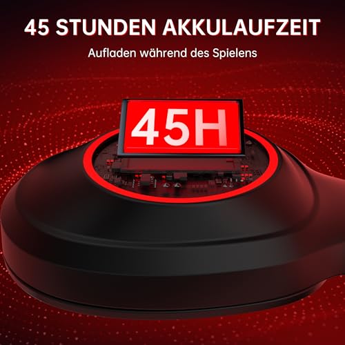 AOC Gaming Headset kabellos für PC, PS5, PS4, Switch, 2,4 GHz Wireless Headset mit Bluetooth 5.4 & Kabel, 7.1 Surround Sound, Noise Cancelling Mikrofon, 239 g leicht, 45 Std. Akku Bild 4