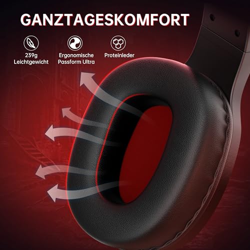 AOC Gaming Headset kabellos für PC, PS5, PS4, Switch, 2,4 GHz Wireless Headset mit Bluetooth 5.4 & Kabel, 7.1 Surround Sound, Noise Cancelling Mikrofon, 239 g leicht, 45 Std. Akku Bild 5